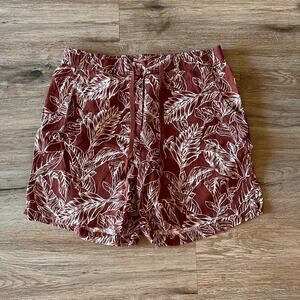 Cathy Orange Palm Leaf Shorts Size Large